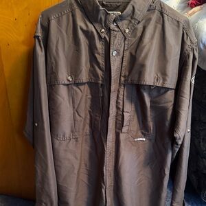 Drake Men's Casual Brown Button Down Shirt